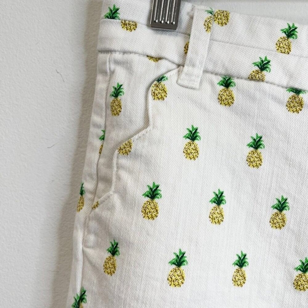 Blue Rain Women's Pineapple Print Jean Shorts Sz S White Low Rise Stretch Denim - Picture 4 of 8